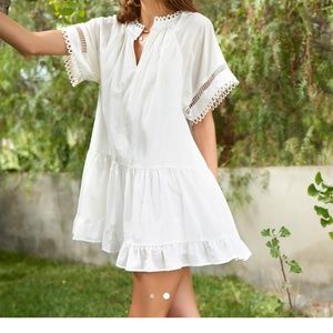 Self Contrast Scallop Mini Dress